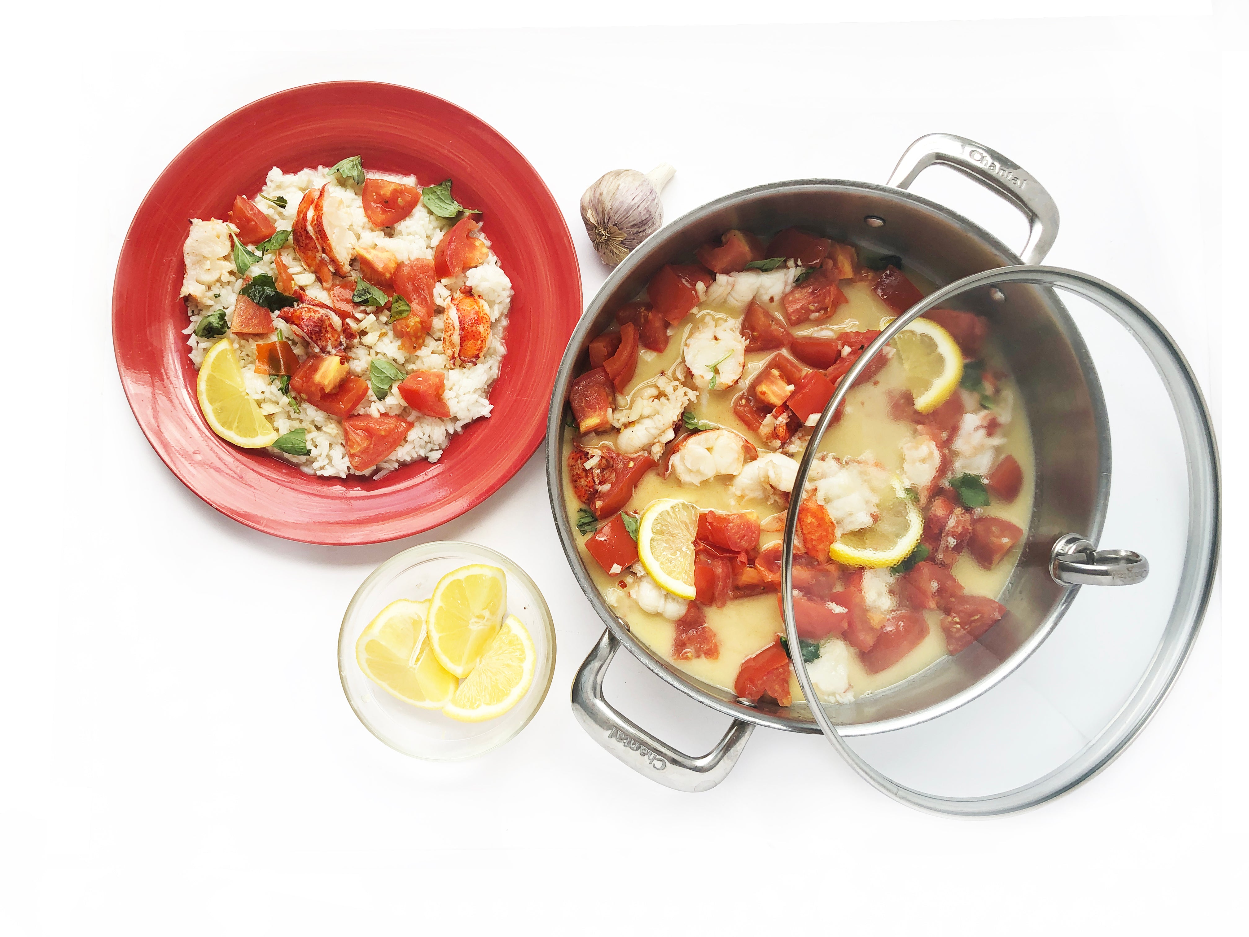 🦞Poached Butter Lobster & Tomatoes with Scallion Rice Chantal