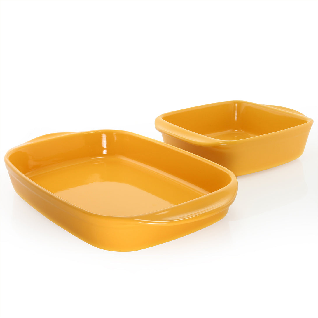 simple bakers set with rectangular and square baker in marigold yellow
