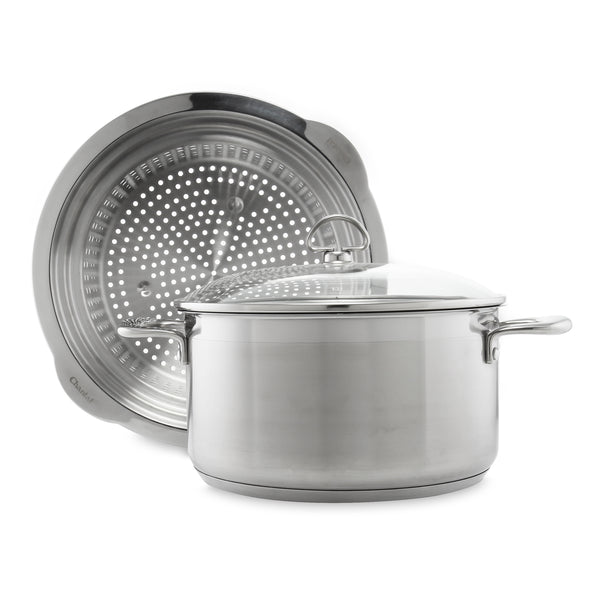 induction 21 stainless steel 6 quart casserole and steamer/pasta insert