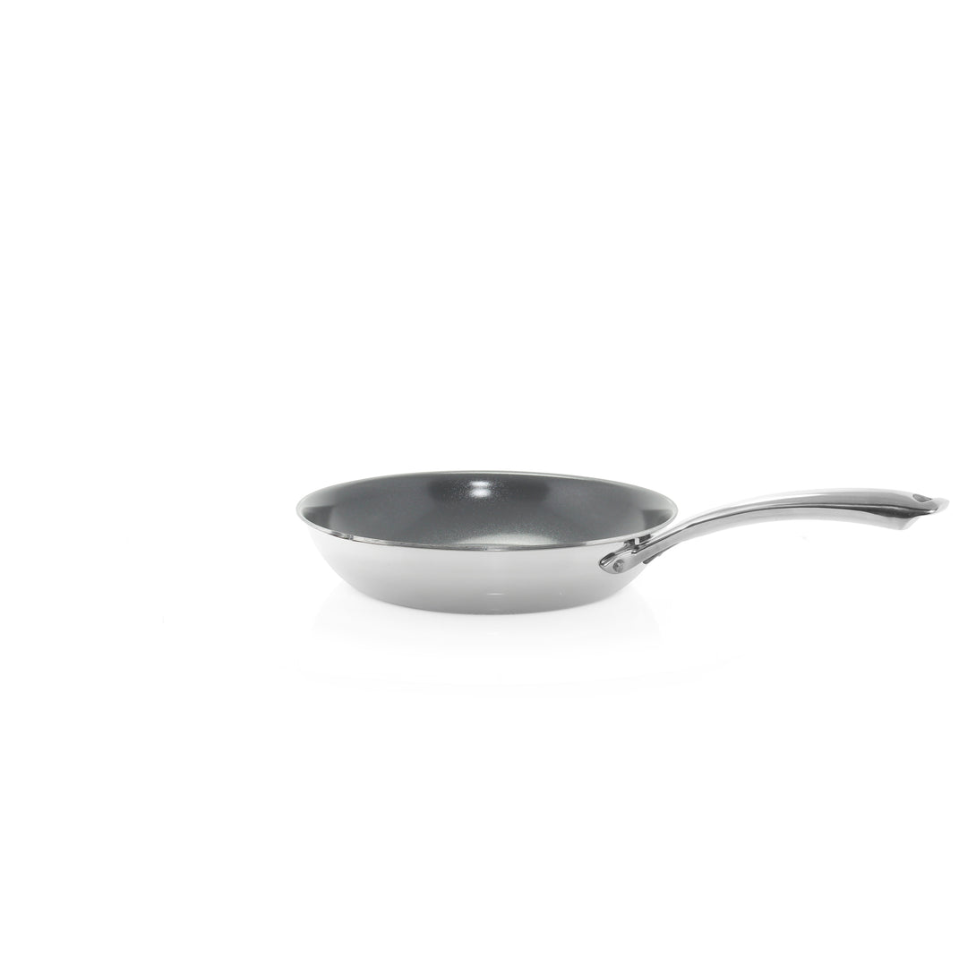 3.clad fry pan tri-ply ceramic coated polished 10 inch