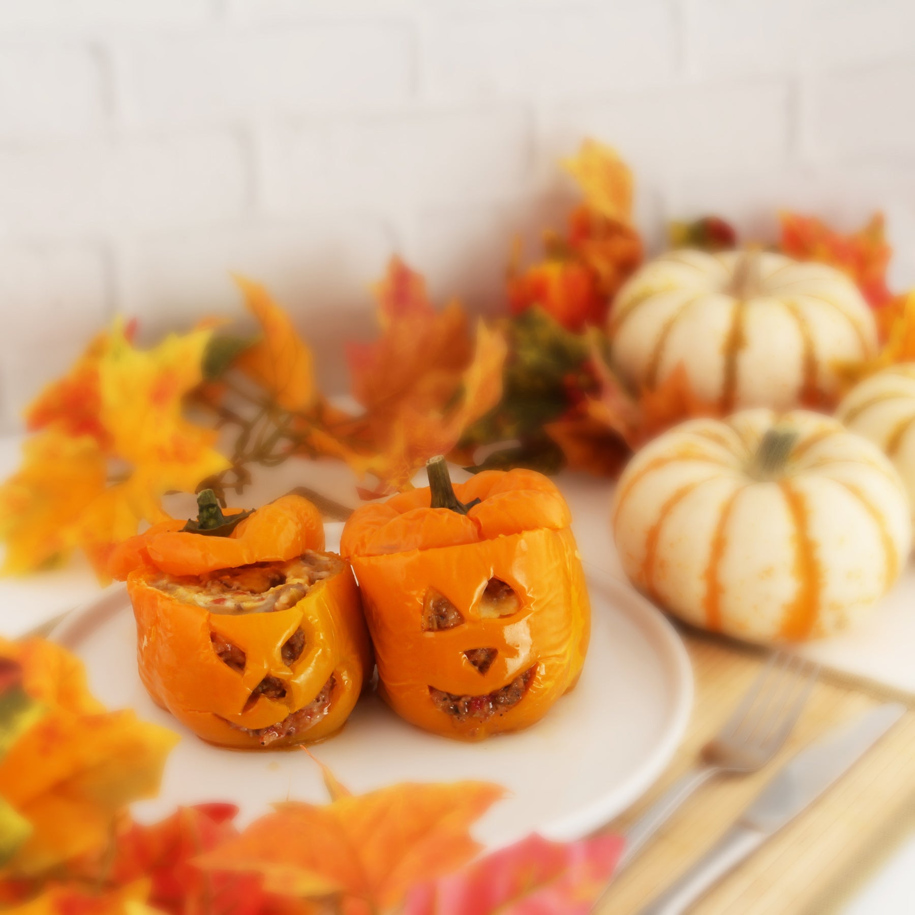 Jack-o-Lantern Stuffed Bell Peppers