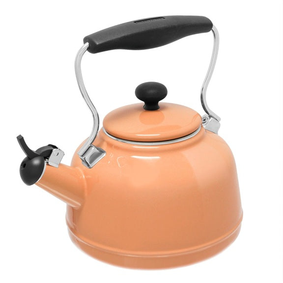 enamel on steel vintage teakettle tomato cream