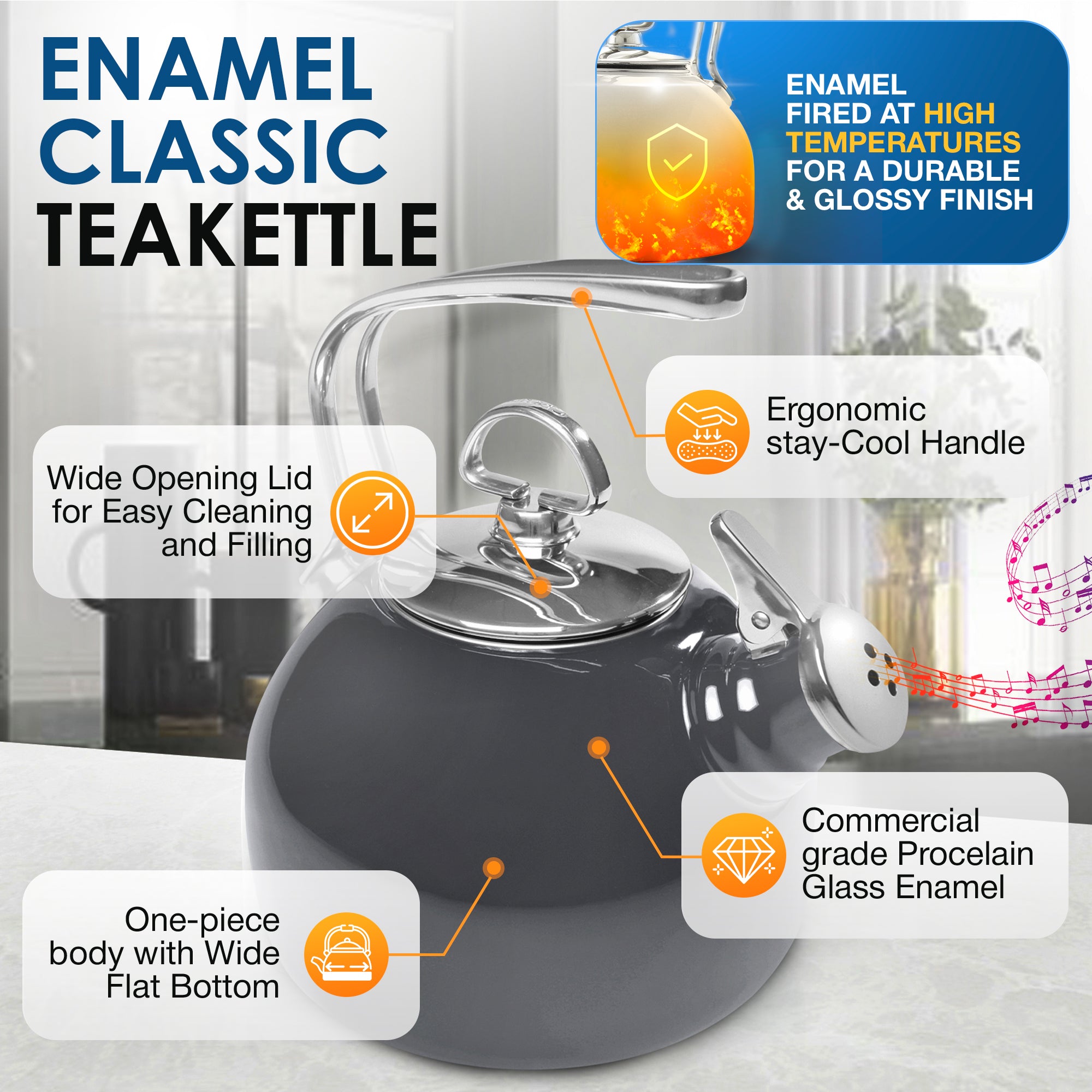 EnamelonSteel Classic Teakettle (1.8 Qt.) Chantal