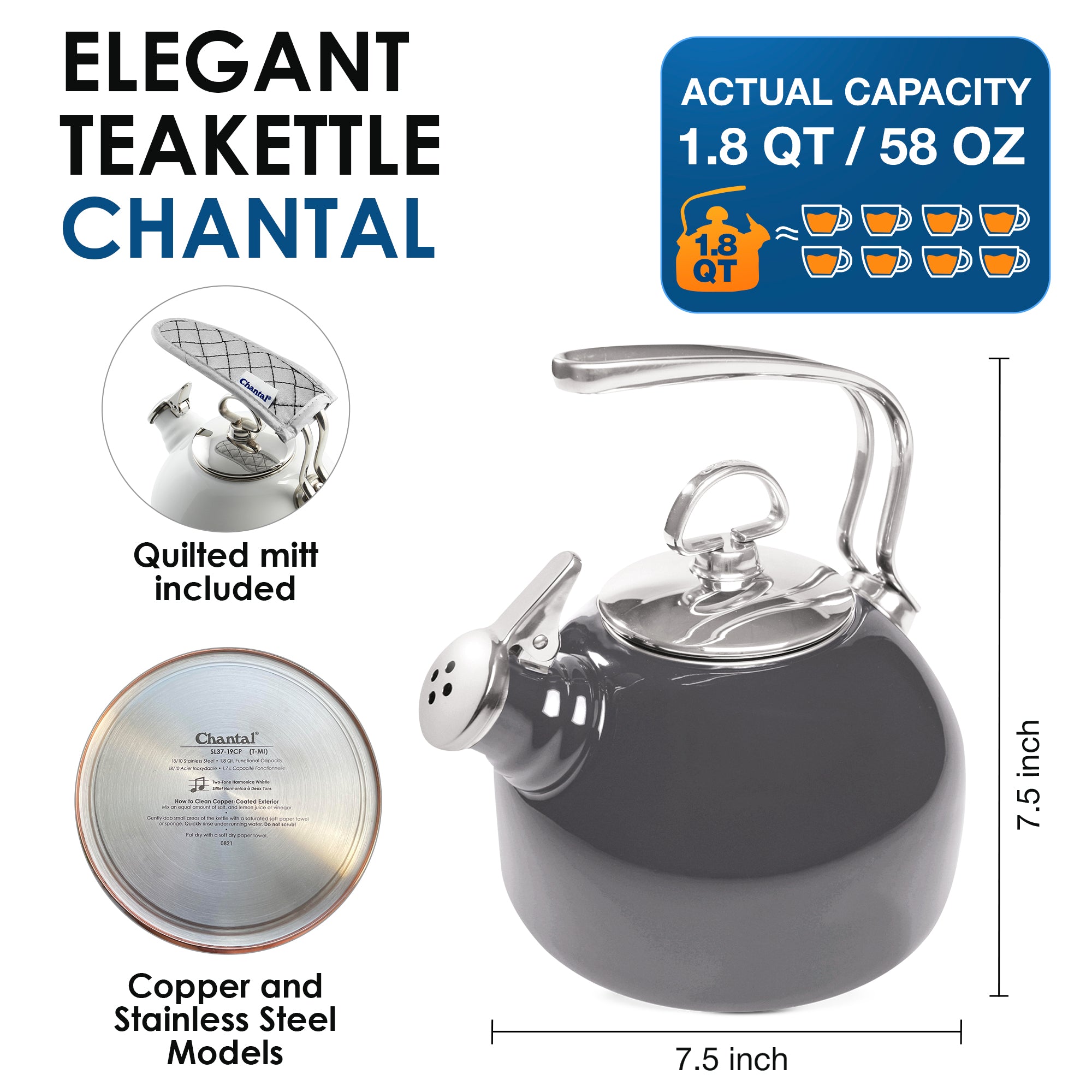 EnamelonSteel Classic Teakettle (1.8 Qt.) Chantal
