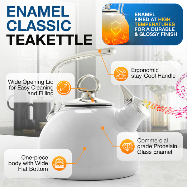 Chantal 1.7 qt Enamel-on-Steel Vintage Teakettle - Aqua