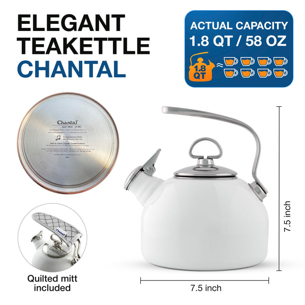 Chantal 1.7 qt Enamel-on-Steel Vintage Teakettle - Aqua