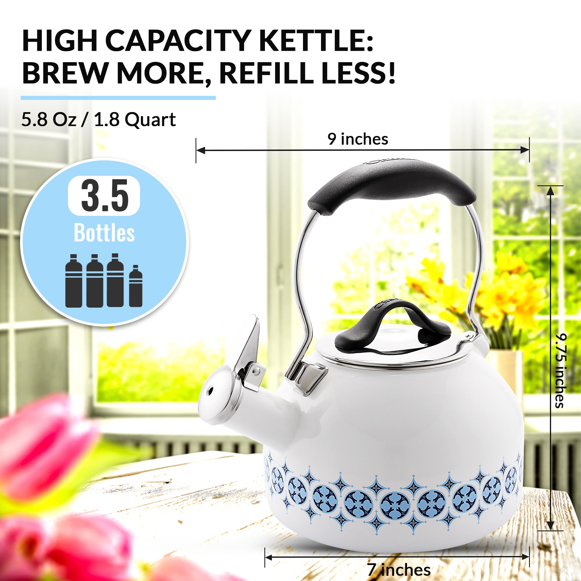 Enamel-on-Steel Talavera Teakettle - Thumbnail 2