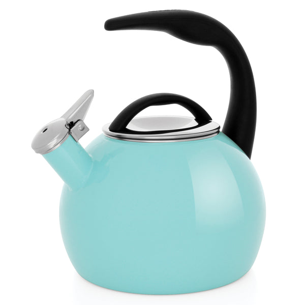 Enamel-on-Steel Anniversary Teakettle Collection 2 Quart in turquoise