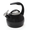 Enamel-on-Steel Anniversary Teakettle Collection 2 Quart side view in gloss black