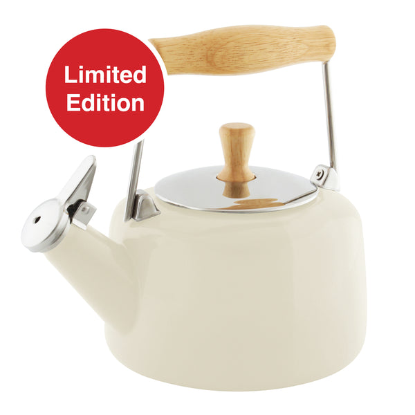 almond color sven teakettle with wooden handle