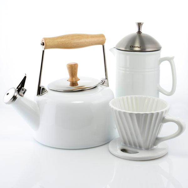 sven kettle craft coffee set french press ceramic filter white color