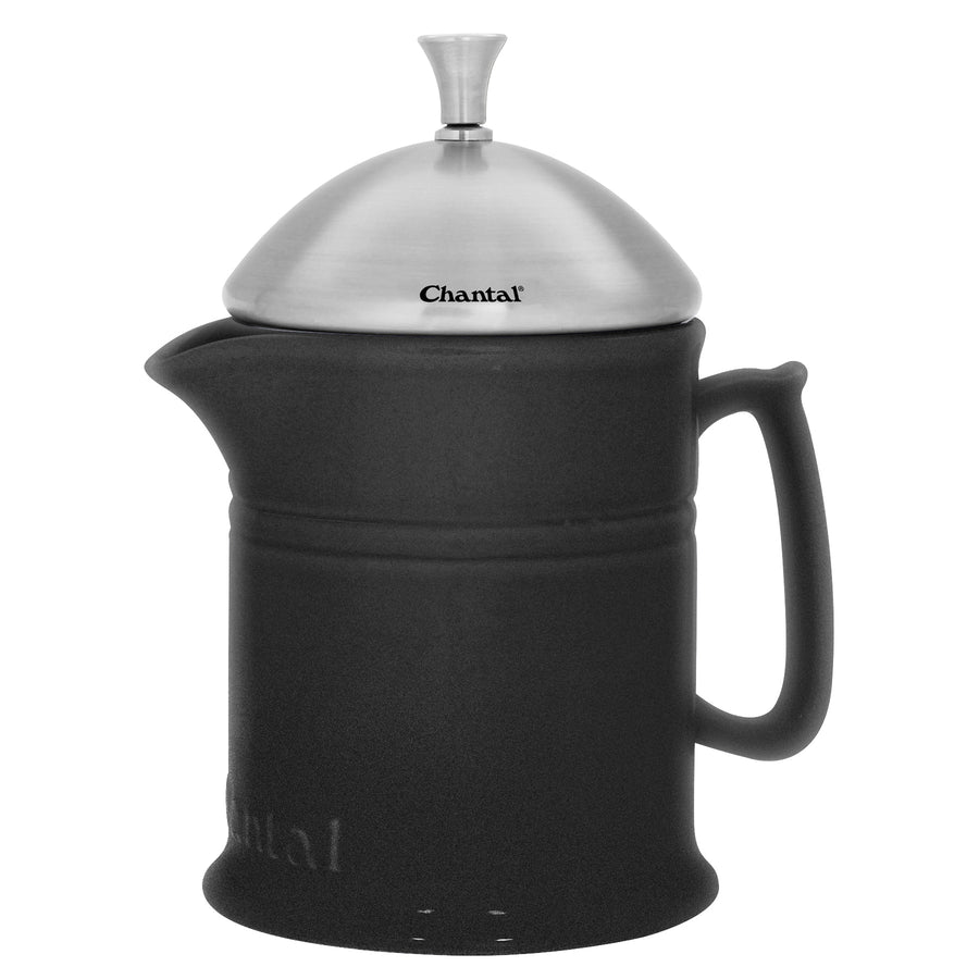 matte black ceramic french press with stainless steel plunger