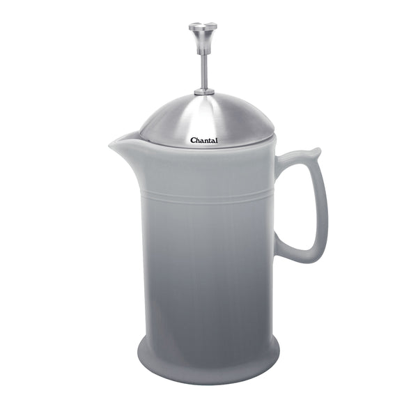 fade grey ceramic french press with stainless steel plunger
