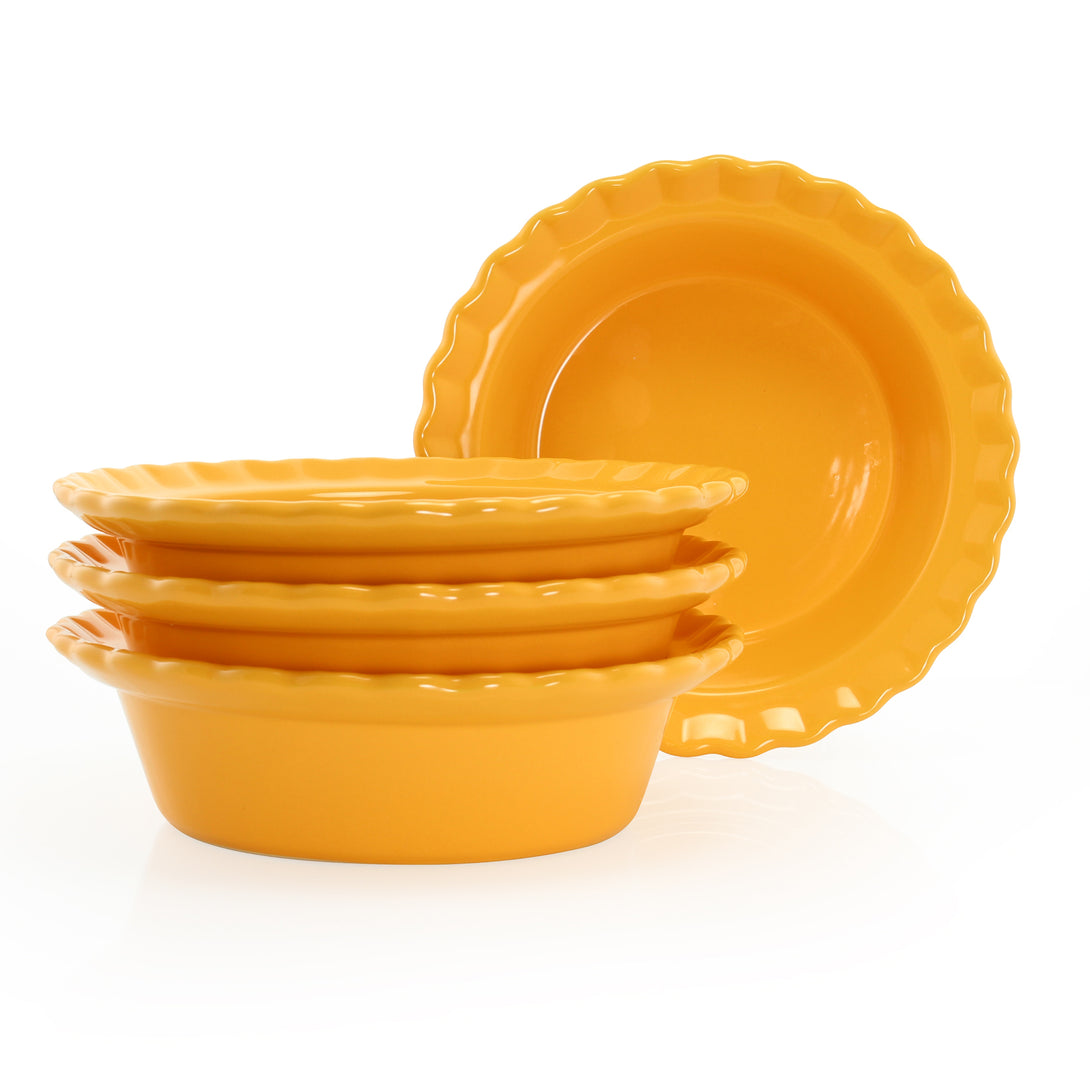 4 mini pie dishes in marigold yellow
