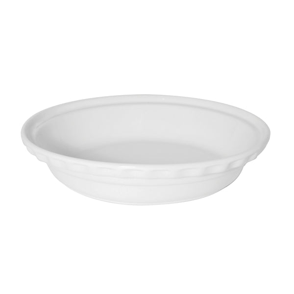 deep dish pie dish in glossy white