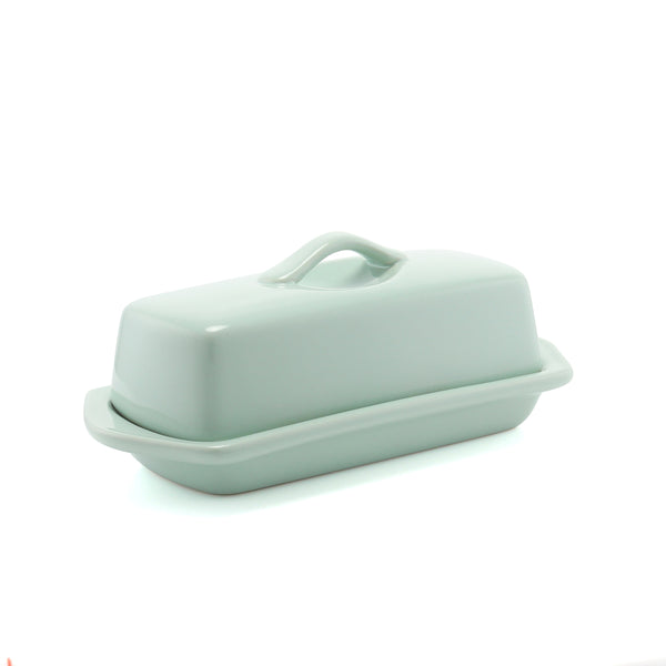 full size butter dish in green