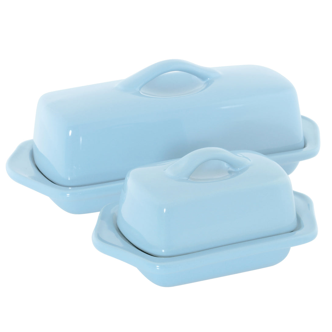 glacier blue set of mini and full size butter dishes