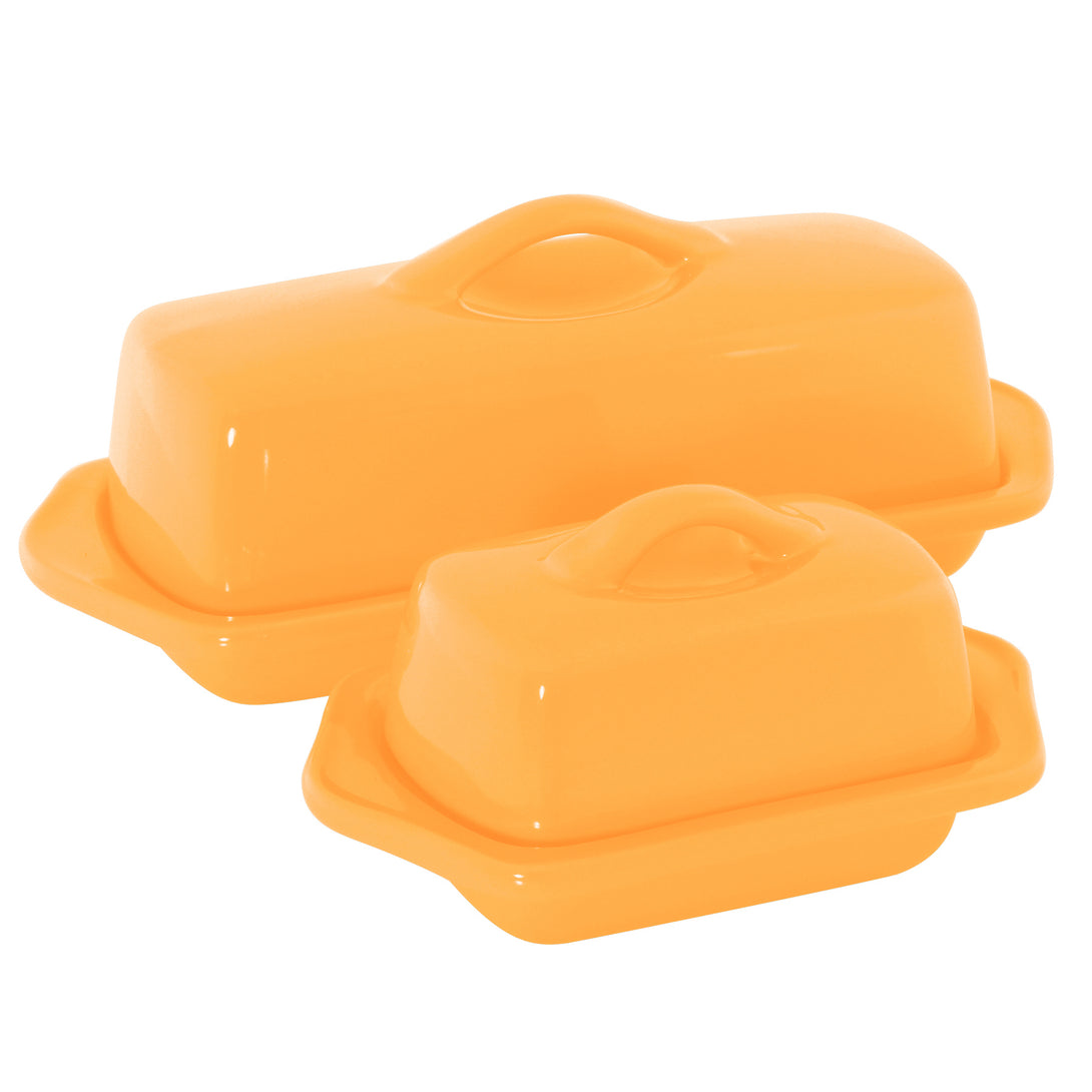 marigold set of mini and full size butter dishes