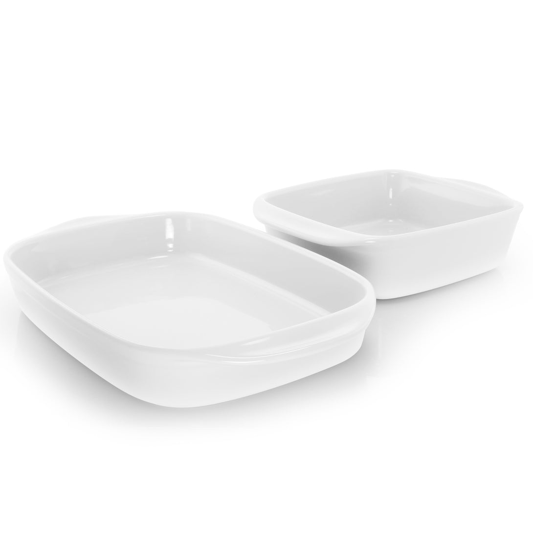 simple bakers set with rectangular and square baker in white