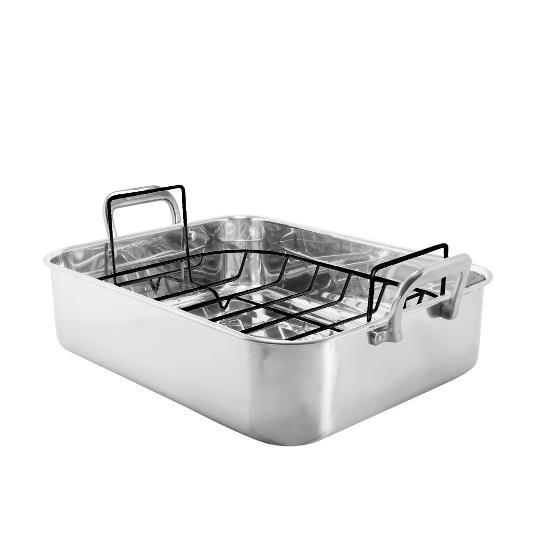 stainless steel roaster with non stick rack