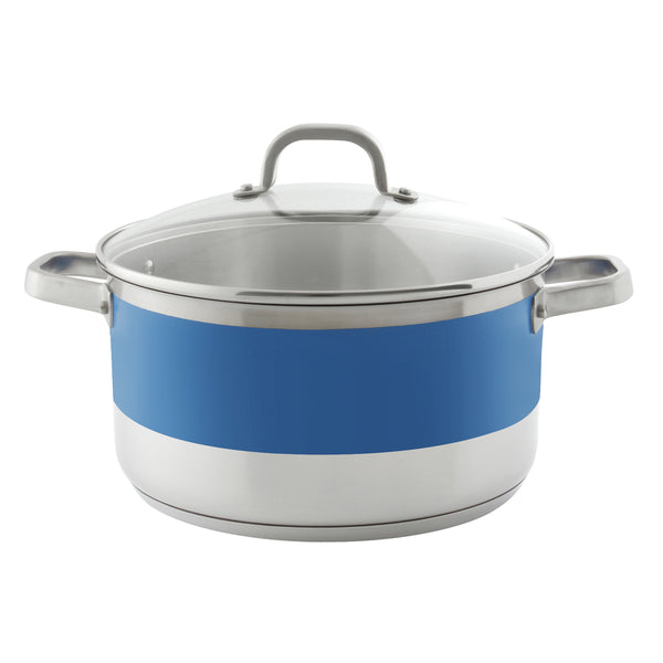 blue stripes by chantal 6 quart stock pot with glass lid