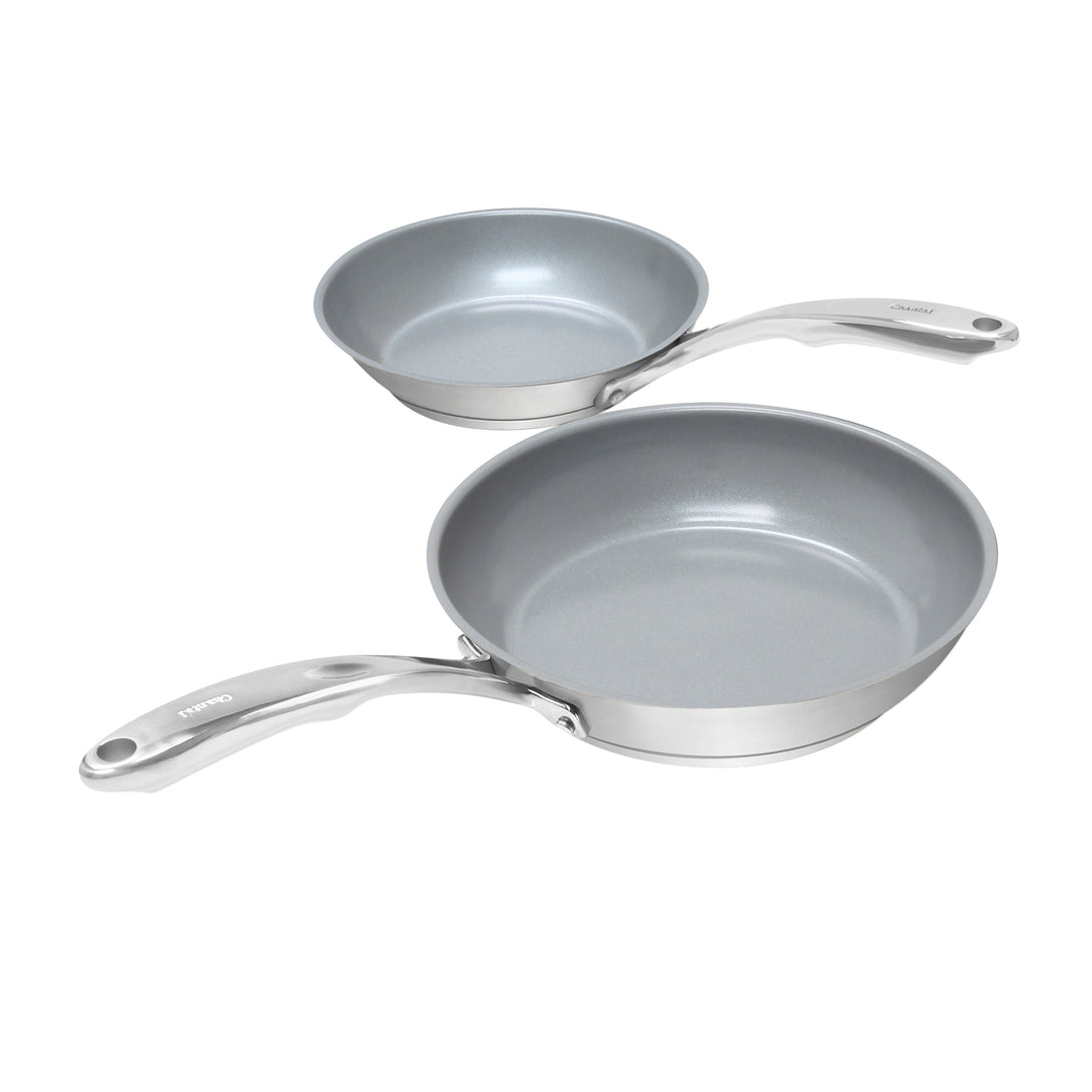 Induction 21 Steel Fry Pan Pack with Ceramic Coating 2 Pieces