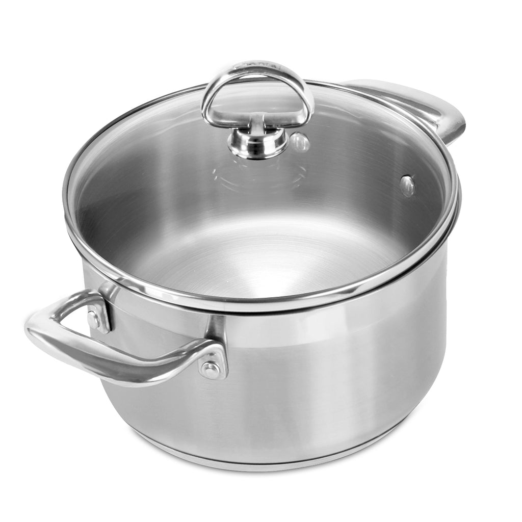 Chantal Induction 21 Steel 12-Qt. Stockpot with Glass Lid - Stainless