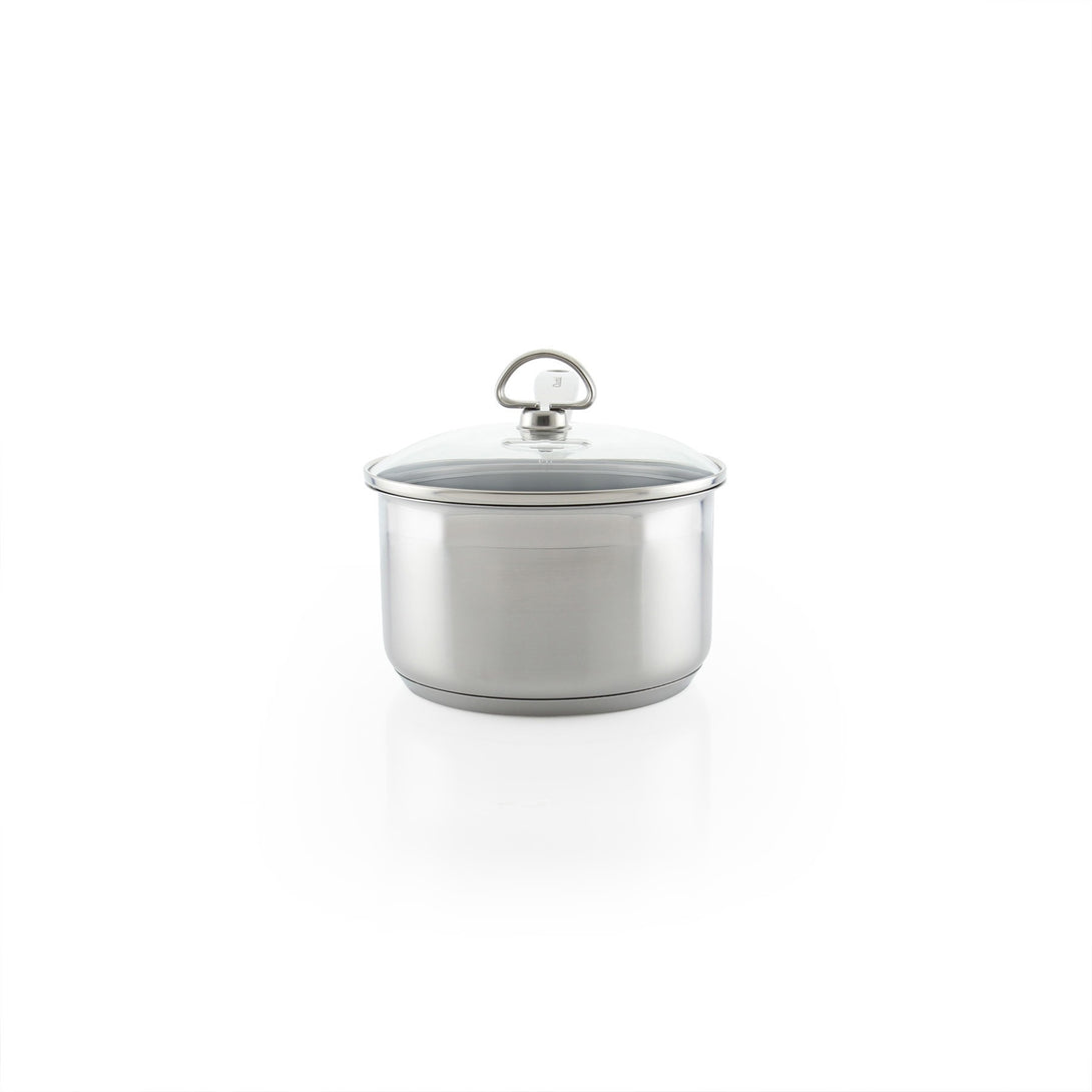 Spinning image of 2 qt ceramic coated induction 21 stainless steel soup pot