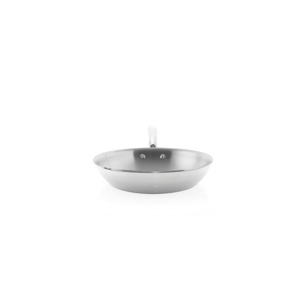 3.clad fry pan tri-ply polished 10 inch front view