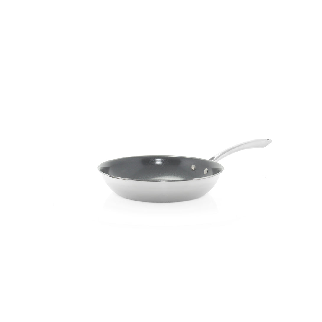 3.clad fry pan tri-ply ceramic coated polished 10 inch