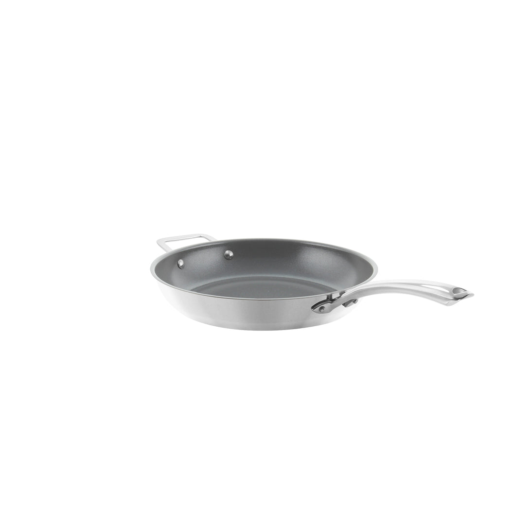3.clad fry pan tri-ply ceramic coated polished 11 inch