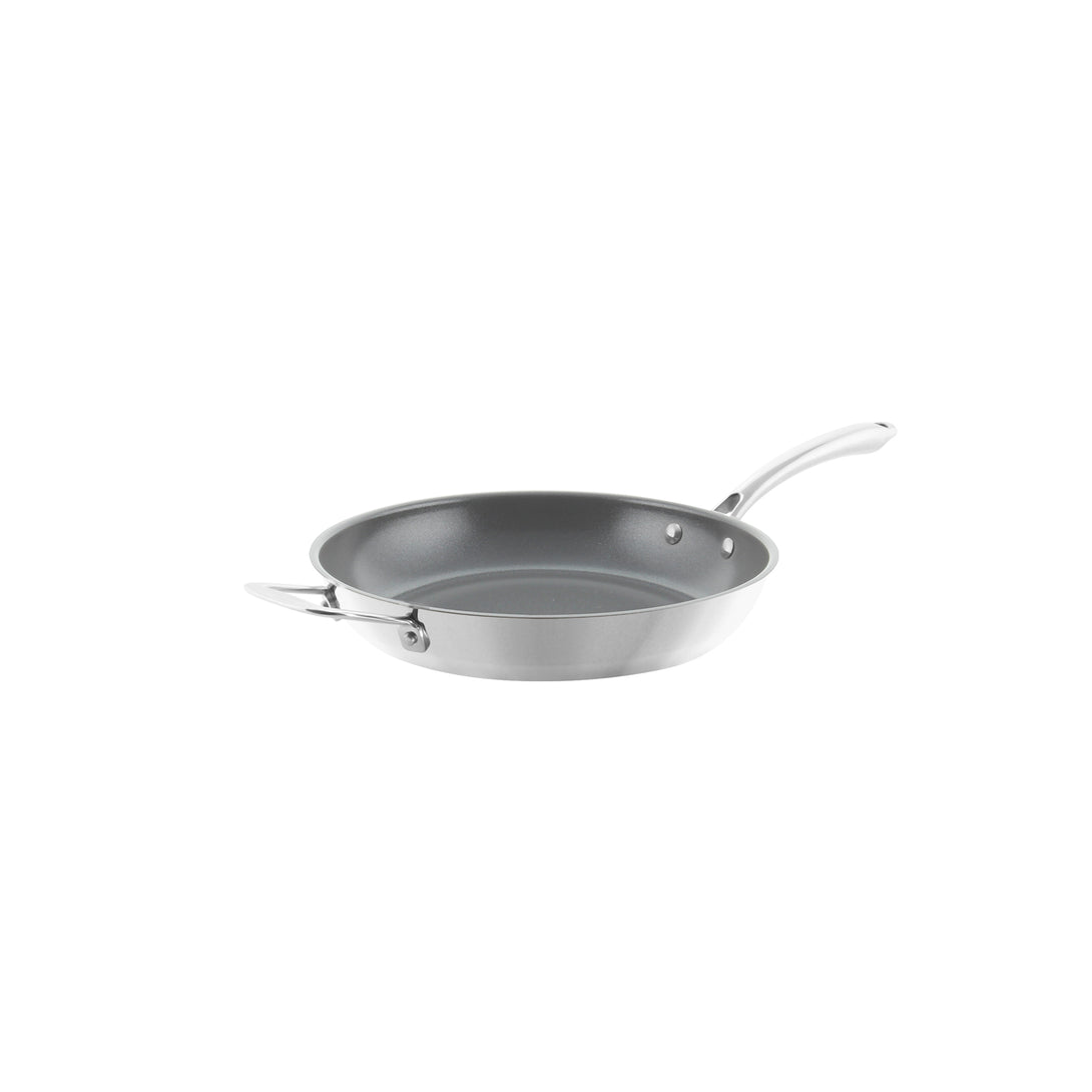 3.clad fry pan tri-ply ceramic coated polished 11 inch