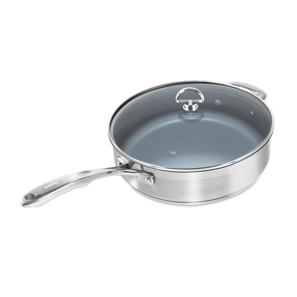 Induction 21 Steel Ceramic Coated Saute Skillet with Lid 5 Quarts