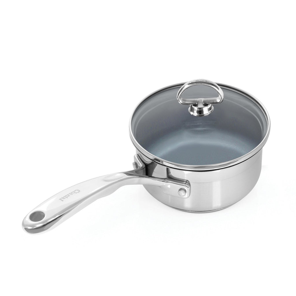Pure Intentions Stainless Steel Saucepan, Glass Lid, 1 Qt.